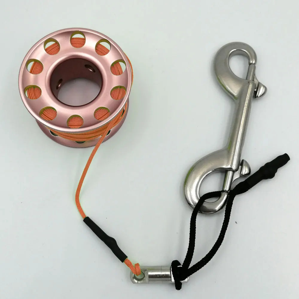 Mini Scuba Diving Spool Finger Reel Bolt Snap Hook