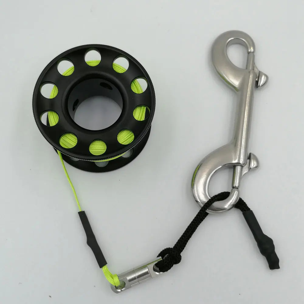 Mini Scuba Diving Spool Finger Reel Bolt Snap Hook