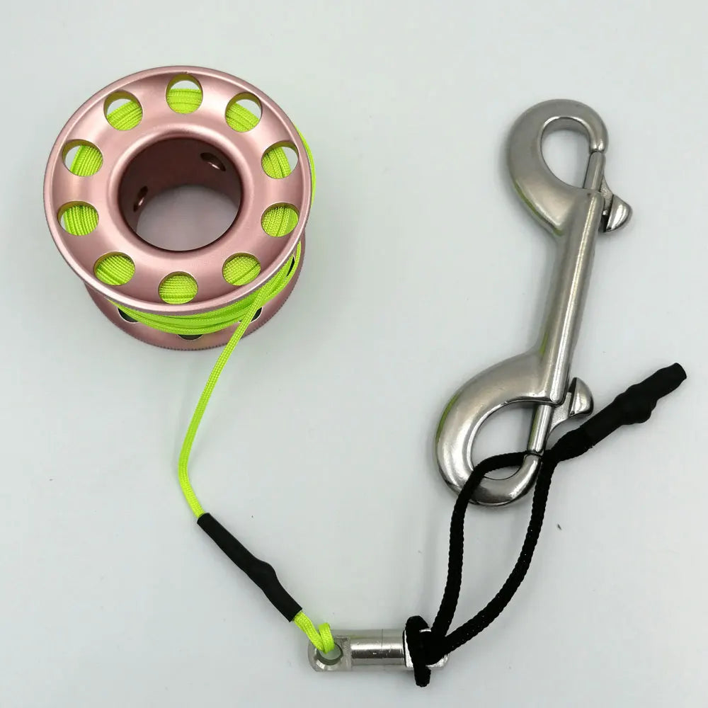 Mini Scuba Diving Spool Finger Reel Bolt Snap Hook