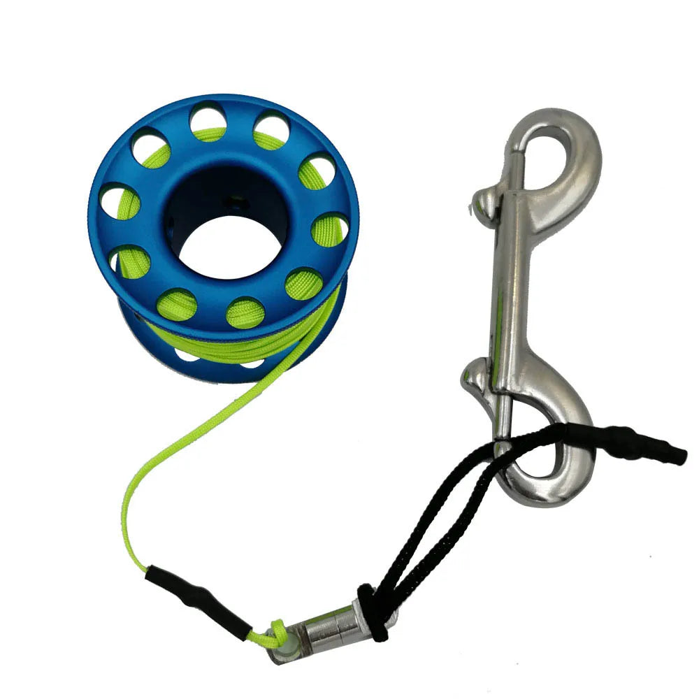 Mini Scuba Diving Spool Finger Reel Bolt Snap Hook