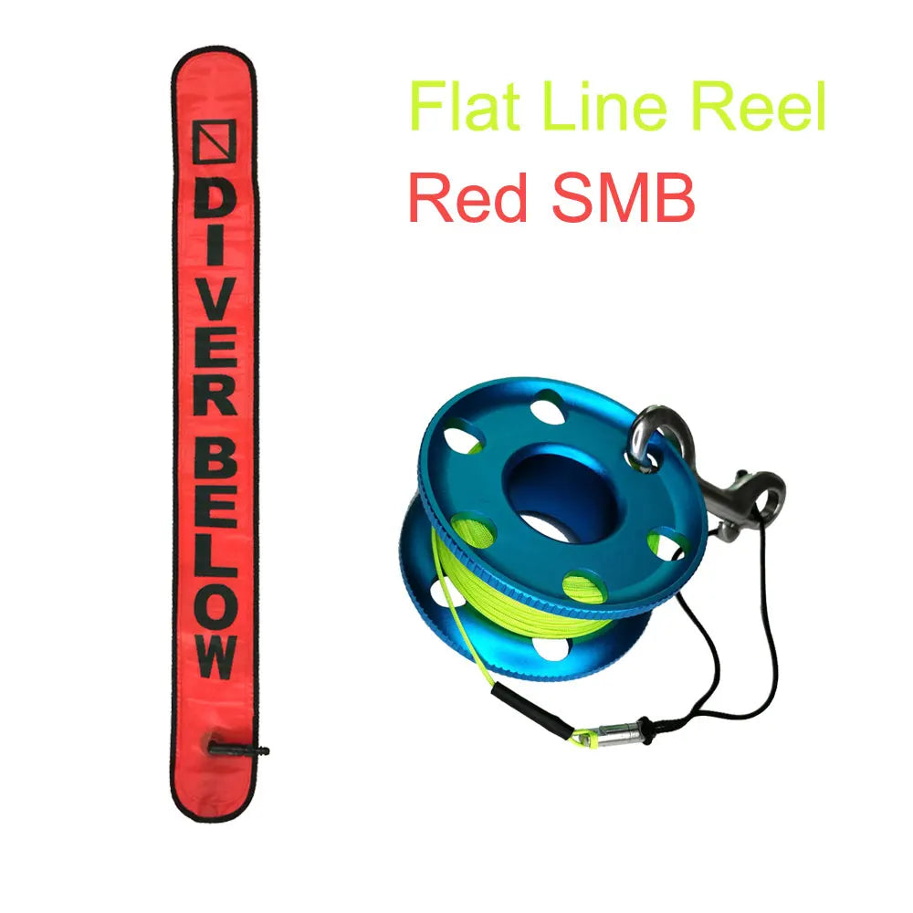 30M Line Scuba Diving Finger Reel Spool 110cm SMB Safety Sausage Diving Safety Kit for Underwater Diver Snorkeling Cave