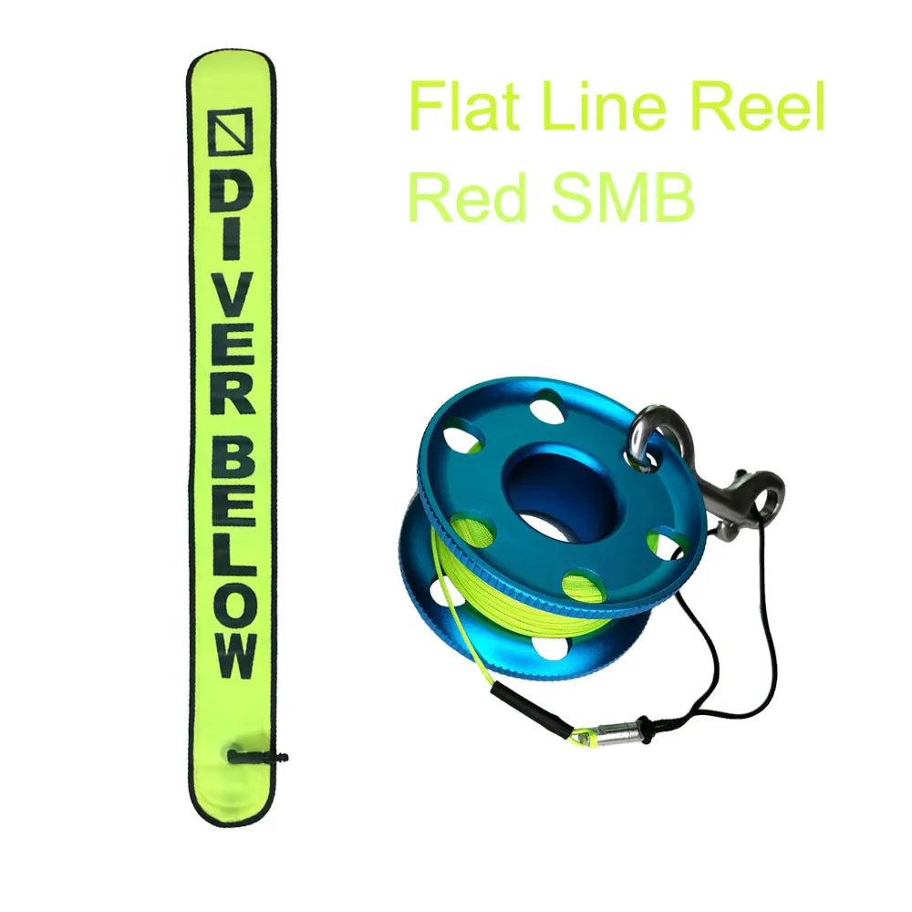 30M Line Scuba Diving Finger Reel Spool 110cm SMB Safety Sausage Diving Safety Kit for Underwater Diver Snorkeling Cave