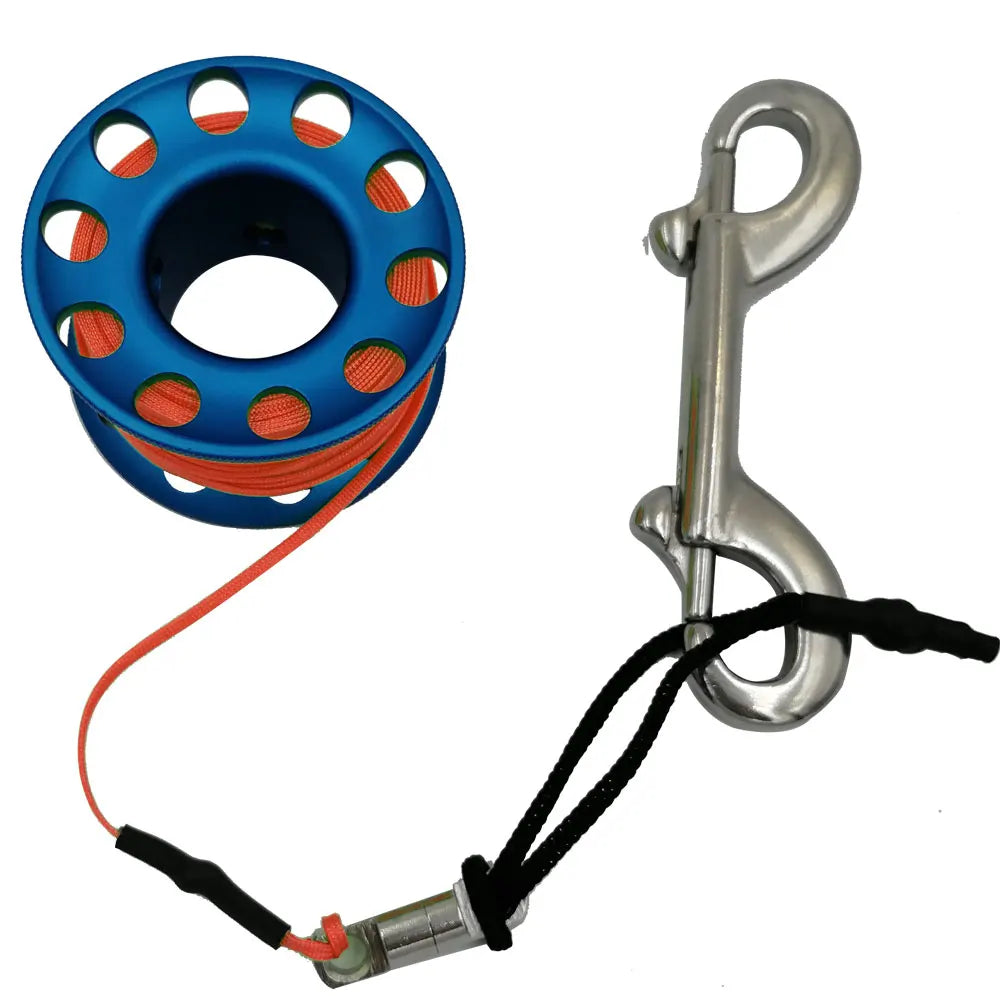Mini Scuba Diving Spool Finger Reel Bolt Snap Hook