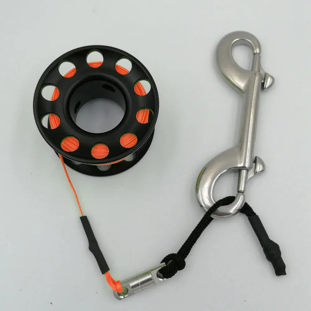 Mini Scuba Diving Spool Finger Reel Bolt Snap Hook
