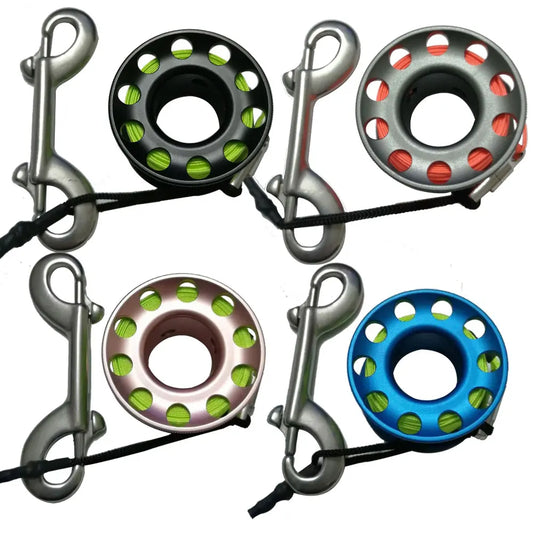 Mini Scuba Diving Spool Finger Reel Bolt Snap Hook