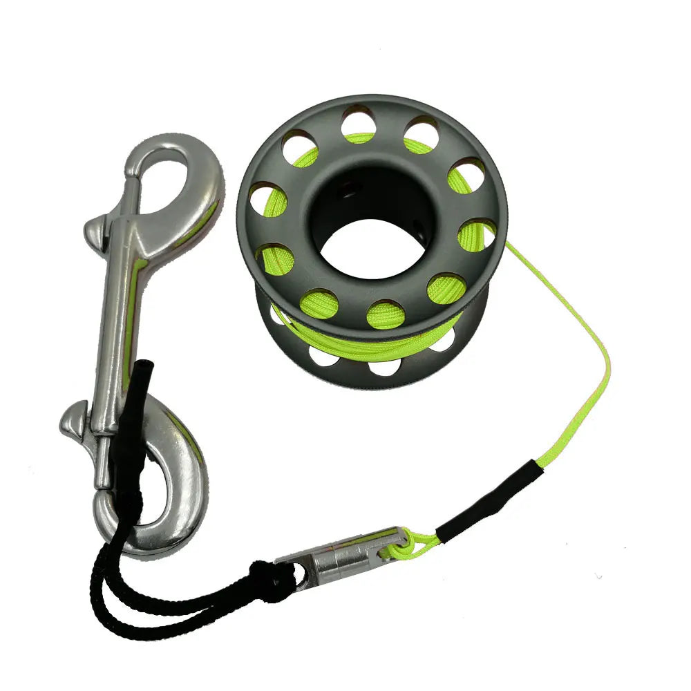 Mini Scuba Diving Spool Finger Reel Bolt Snap Hook