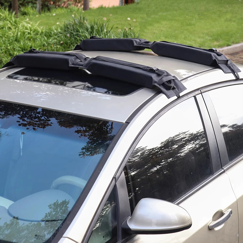 Universal Padded Soft Car Roof Rack Cross Bars Space Saving Protection Luggage Rack For Cars Top Luggage Carrier Rails Load 75kg