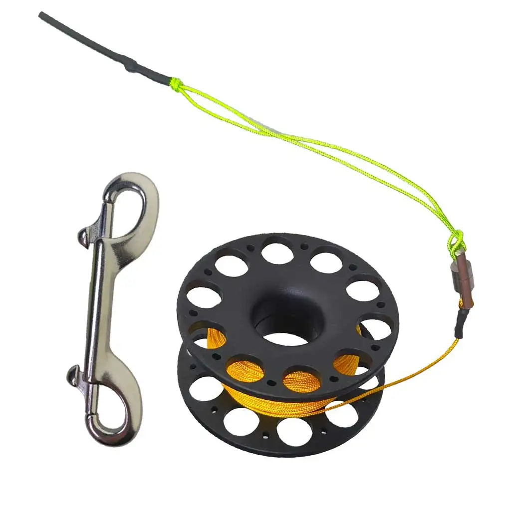 Scuba Diving Reel 30Meters Finger Reel with Dive Double-Ended Bolt Snap Clip Scuba Dive Finger Spool Reel for Snorkeling Diving