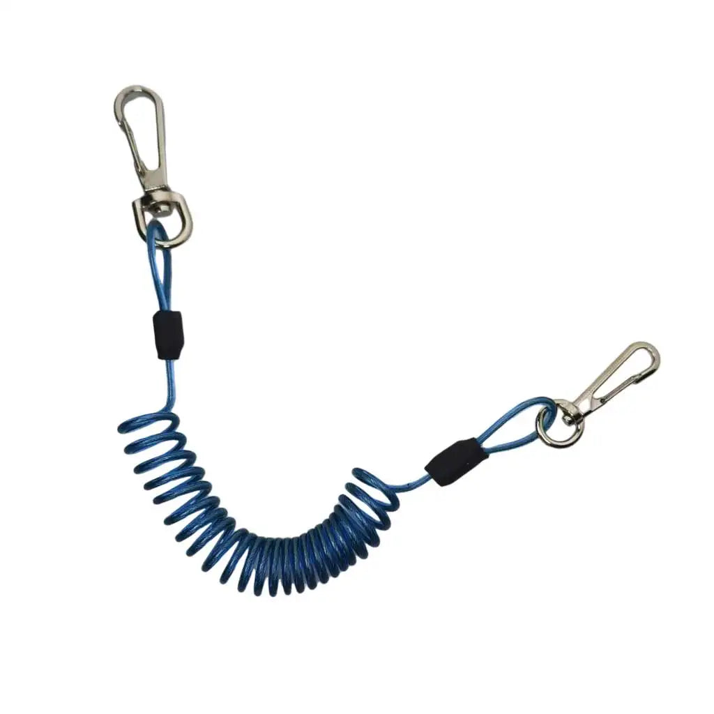 1.6Meters Fishing Retention Rope Stretch Wire Core Fishing Lanyard with Carabiner Boating Retractable Safty Spring Coil Rope