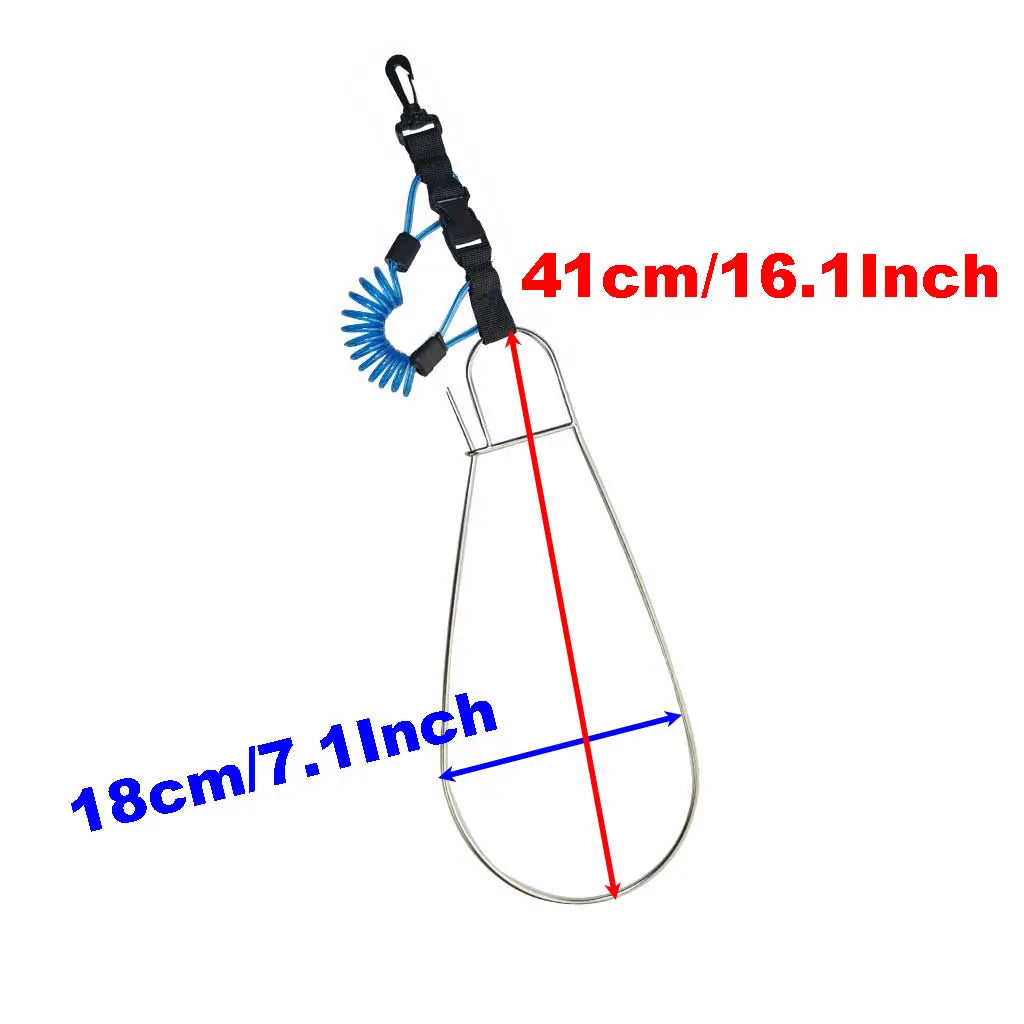 Super Large  Fish Stringer Clip  Steel Core Lanyard Spearfishing Kayak Fishing Scuba Diving Fish Lock Buckle