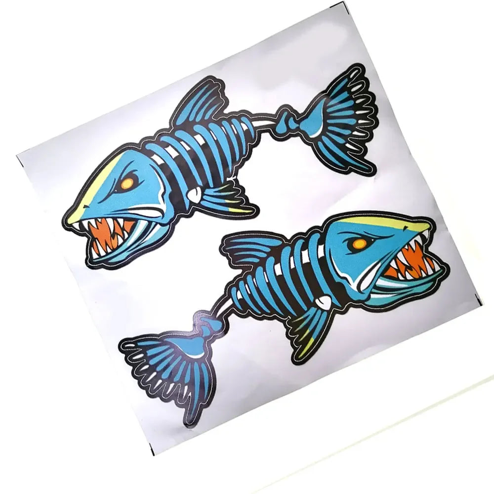 2pc Fish Bone Car Sticker American Fish Bone Shape Sticker Car Laptop Sunscreen Waterproof Self-adhesive Flower Decoration
