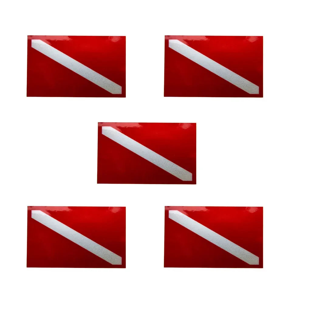 5PC Scuba Diver Flag Sticker Diver Down Flag Decal Weatherproof UV Resistant Vinyl Diving Sticker for Tanks Cars Laptops Bottles