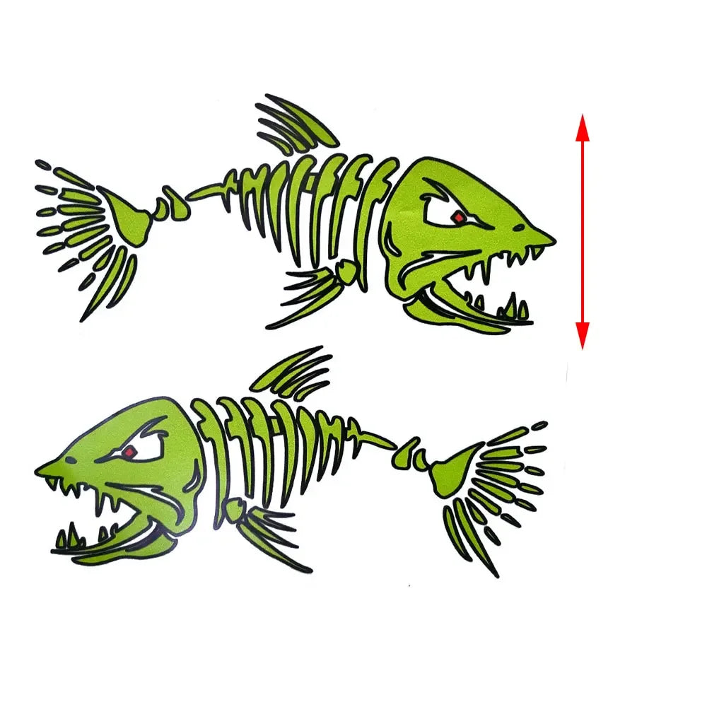 2pc Fish Bone Car Sticker American Fish Bone Shape Sticker Car Laptop Sunscreen Waterproof Self-adhesive Flower Decoration