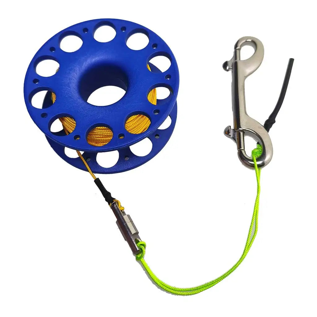 Scuba Diving Reel 30Meters Finger Reel with Dive Double-Ended Bolt Snap Clip Scuba Dive Finger Spool Reel for Snorkeling Diving