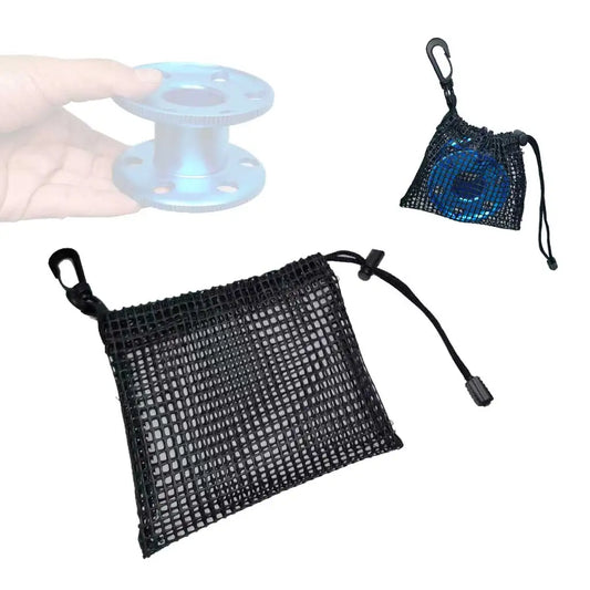 Scuba Diving Finger Spool Reel Mesh Storage Pocket Carry Pouch Diving Small Gear Storage Carry Clip Bag