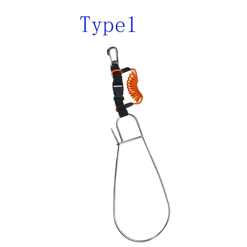 Super Large  Fish Stringer Clip  Steel Core Lanyard Spearfishing Kayak Fishing Scuba Diving Fish Lock Buckle