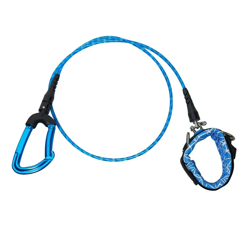 Diving Safety Lanyard Rope Durable Freediving Lanyard Leash Cable with Wristband Carabiner for Underwater Sports