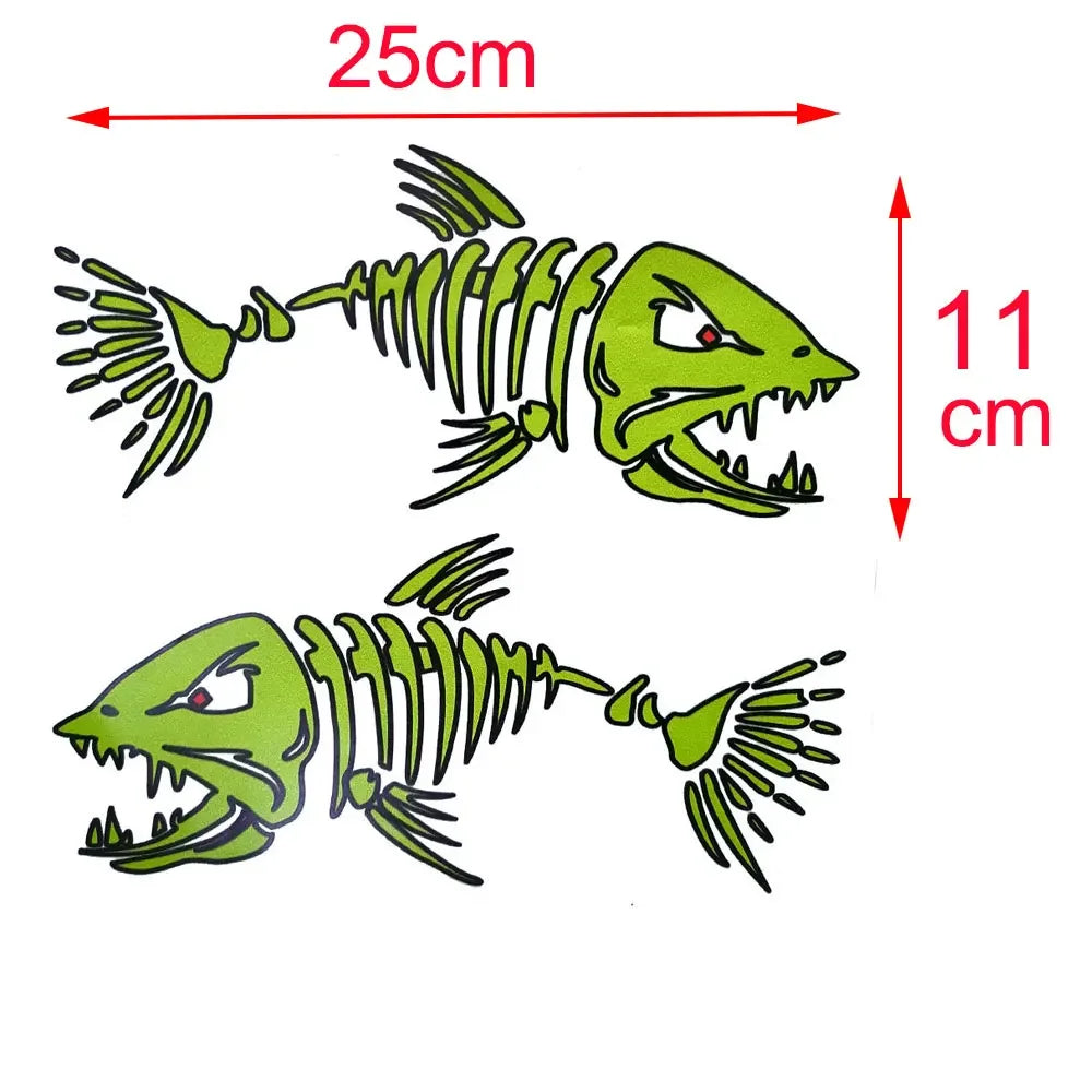 2pc Fish Bone Car Sticker American Fish Bone Shape Sticker Car Laptop Sunscreen Waterproof Self-adhesive Flower Decoration