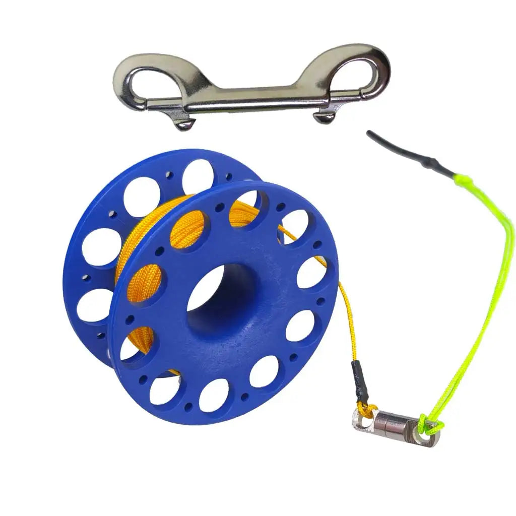 Scuba Diving Reel 30Meters Finger Reel with Dive Double-Ended Bolt Snap Clip Scuba Dive Finger Spool Reel for Snorkeling Diving