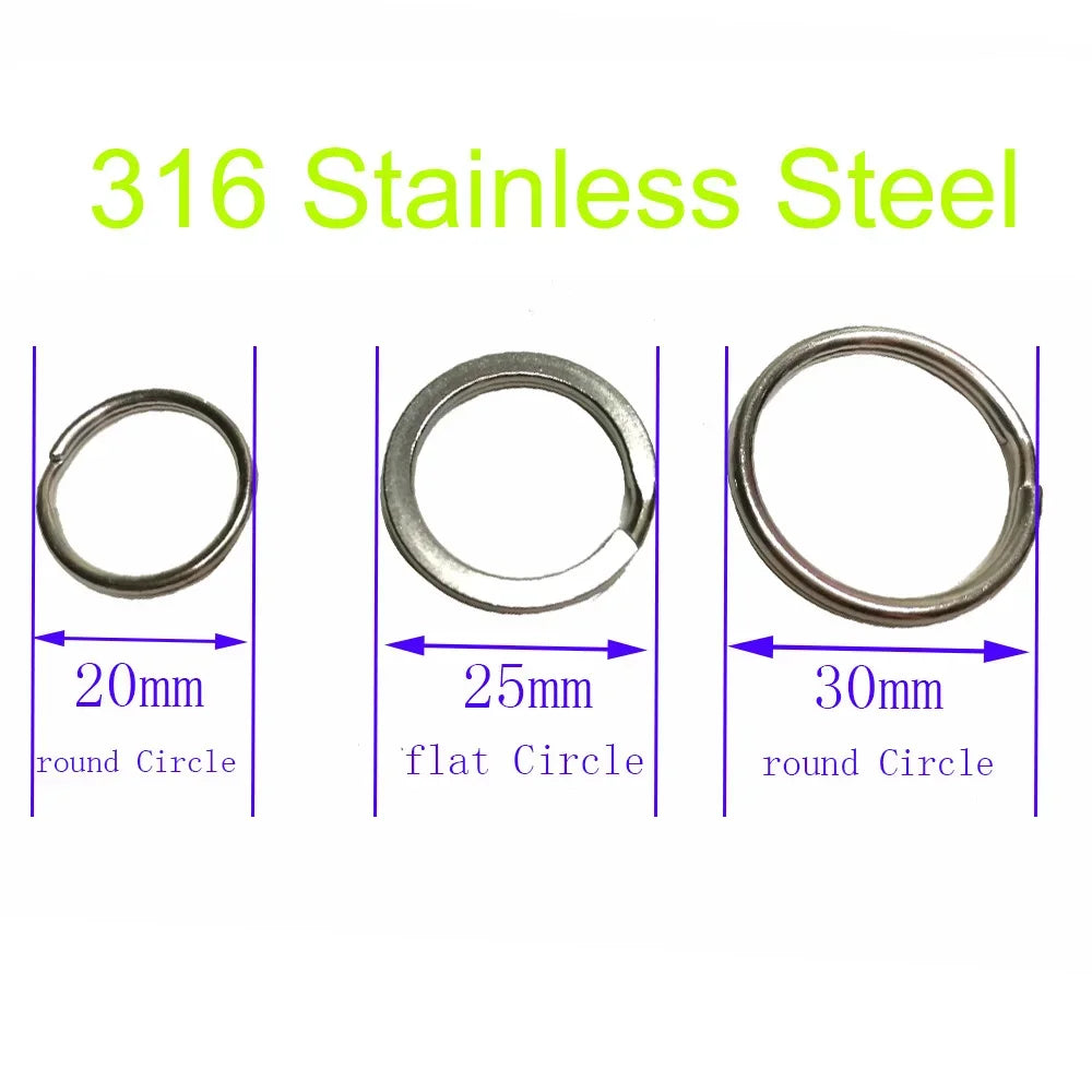 316 Stainless Steel Water Sport Keychain Keyring Split Ring Loop