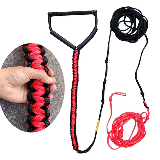 75ft Water Ski Rope 5-Section Watersports Spiral Braided Wakeboard Tow Rope Wakeboard Kneeboard Tubing Tow Rope with EVA Handle