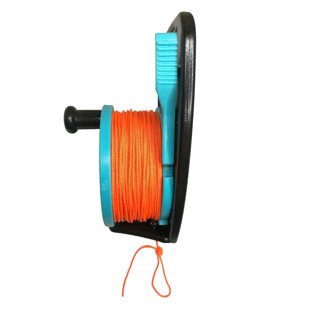 150ft/46M Rope Scuba Diving Reel Spool with Handle Thumb Stopper Clip Hook for Underwater Scuba Diving Diver Snorkeling