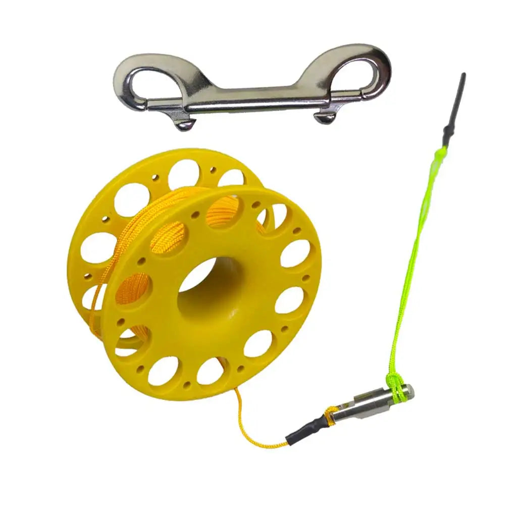 Scuba Diving Reel 30Meters Finger Reel with Dive Double-Ended Bolt Snap Clip Scuba Dive Finger Spool Reel for Snorkeling Diving