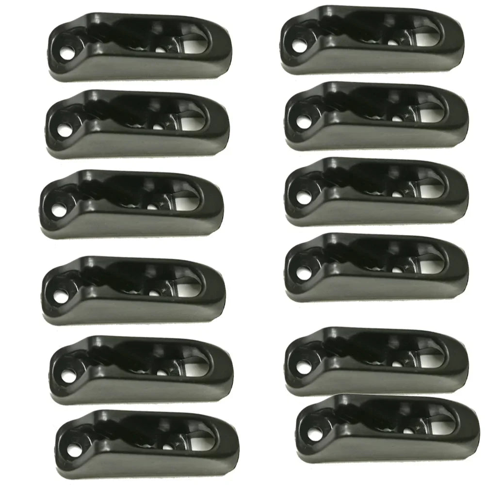 12PC Black Nylon Jam Cleat Self-lock Rope Cord Tensioner Runner