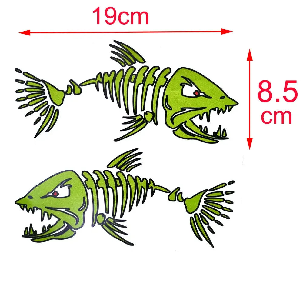2pc Fish Bone Car Sticker American Fish Bone Shape Sticker Car Laptop Sunscreen Waterproof Self-adhesive Flower Decoration