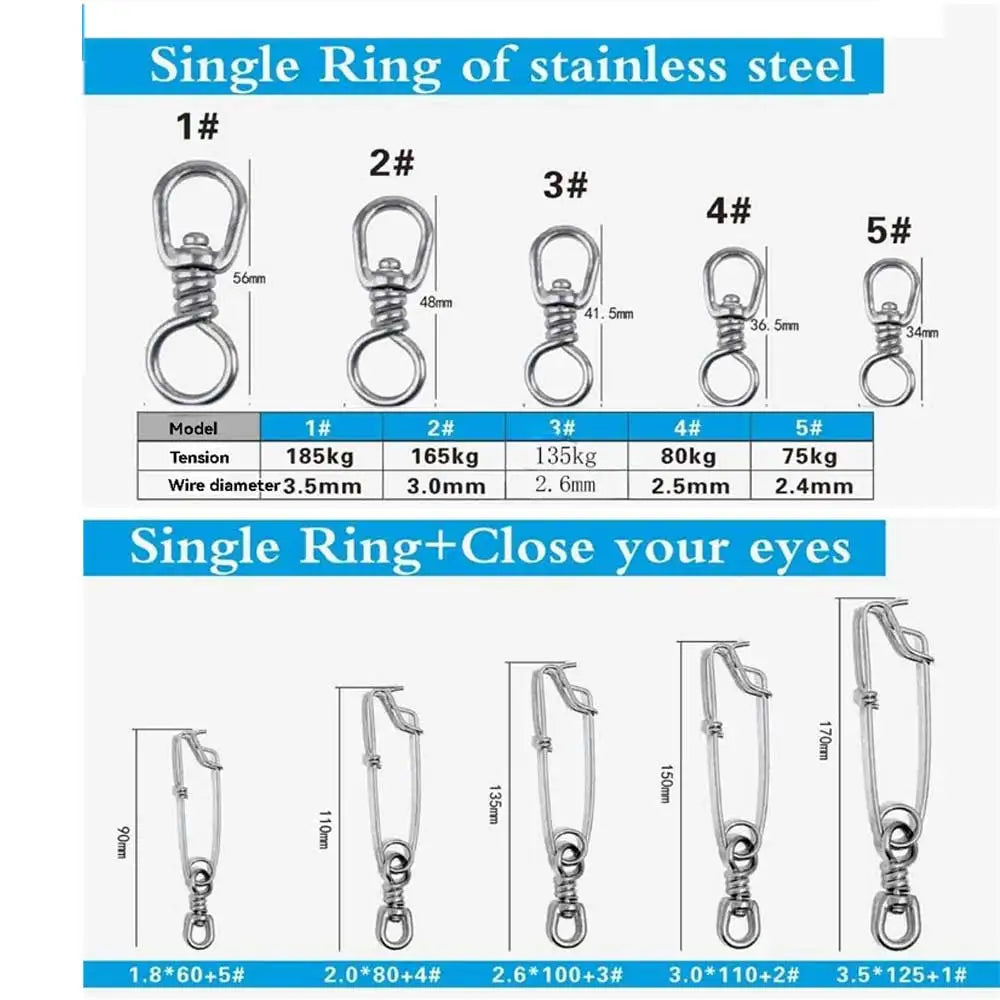 2PCS Stainless Steel Tuna Fishing Clip Snap with B.L Swivel for Spearfishing Long Line Fishing Accessories Fishing Tools