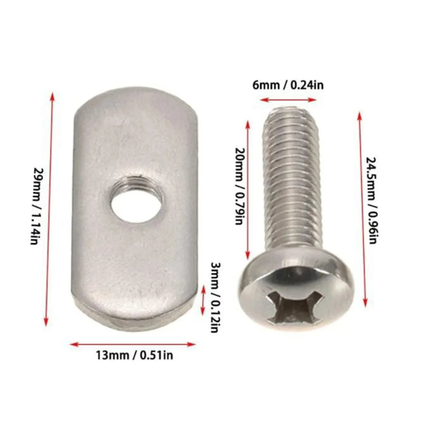 Slider Nut Track Nut Sporting Goods Kayak Canoe Rail Mounting System Stainless Steel Screw Track Slider Nut Water Sports