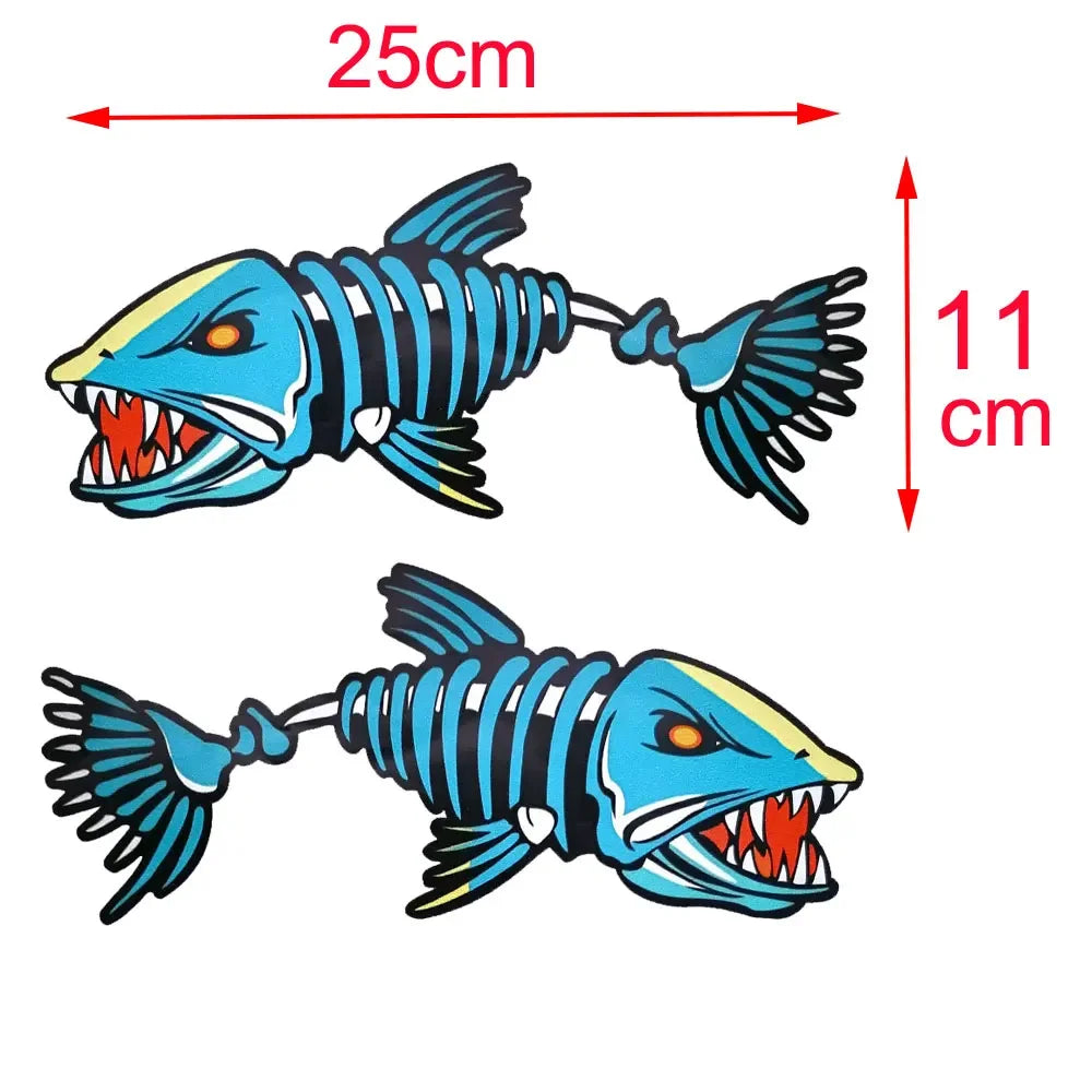2pc Fish Bone Car Sticker American Fish Bone Shape Sticker Car Laptop Sunscreen Waterproof Self-adhesive Flower Decoration
