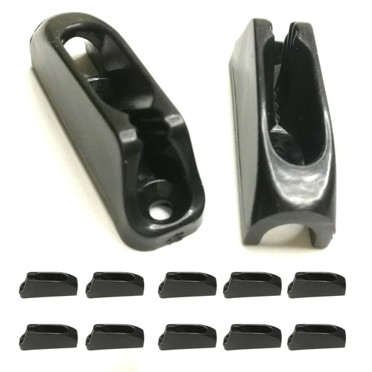 12PC Black Nylon Jam Cleat Self-lock Rope Cord Tensioner Runner