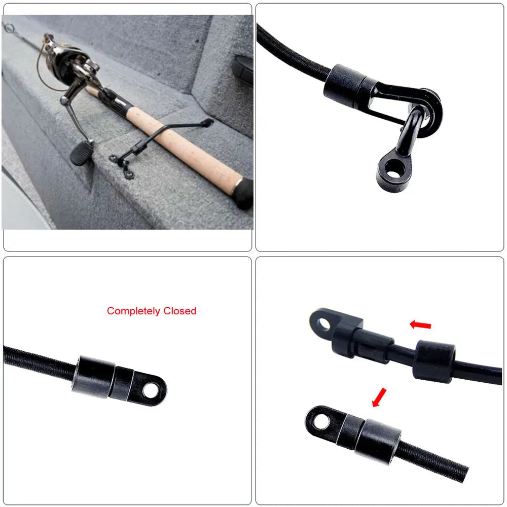 12" 18" Boat Rod Tamer Strap Fishing Elastic Bungee Cord Rod Holder Deck Mount Connector