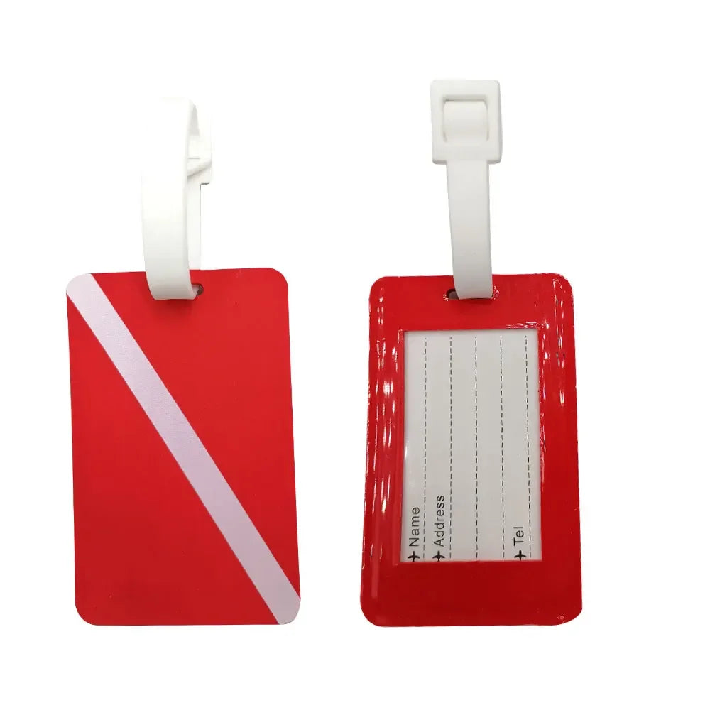 Scuba Diving Silicone Luggage Tag Travel Baggage Diver Suitcase Name Card Labels with Loop Address Tag
