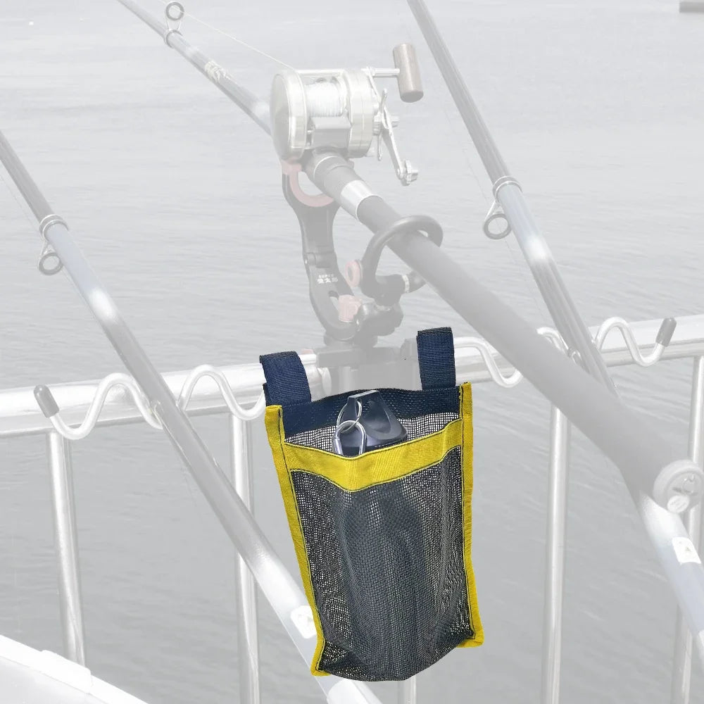 Dock Marine Boat Fishing Handrail Mesh Bag Camping Seat Rail Watercup Bag Swimming Beach Chair Rail Storage Bag
