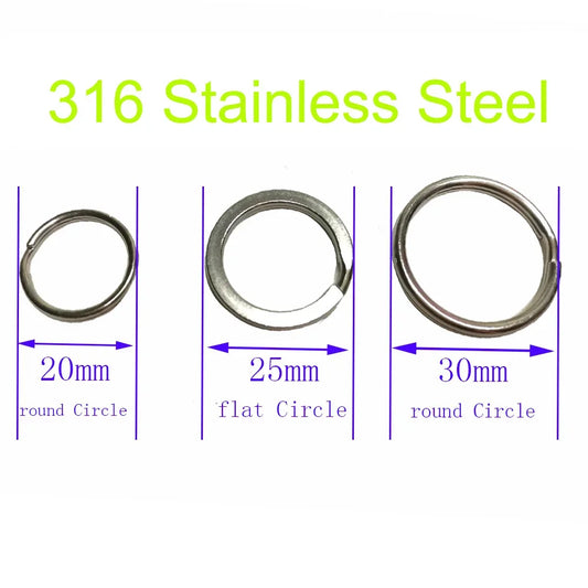 316 Stainless Steel Water Sport Keychain Keyring Split Ring Loop