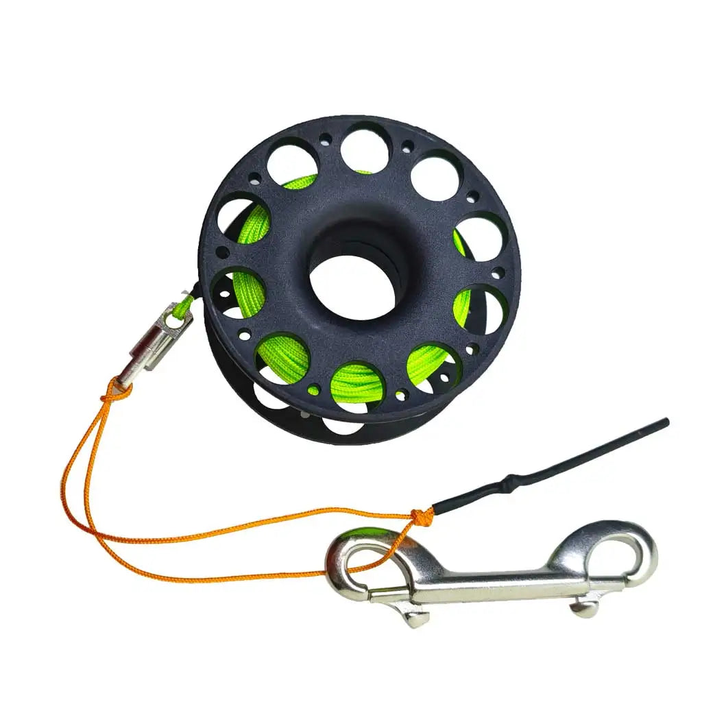 30M Scuba Diving Spool Finger Reel with Stainless Steel double ended hook Tech Snorkeling Equipment Cave Wreck Guide Line Reel