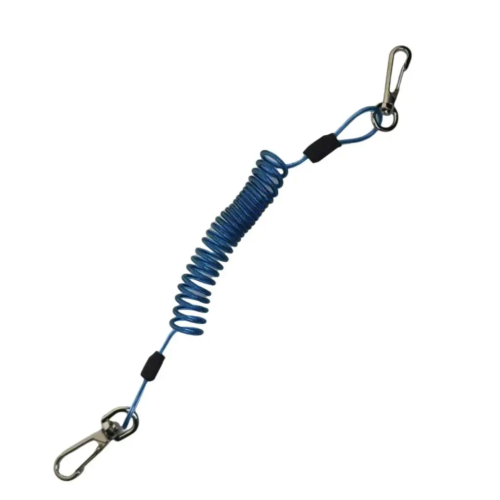 1.6Meters Fishing Retention Rope Stretch Wire Core Fishing Lanyard with Carabiner Boating Retractable Safty Spring Coil Rope