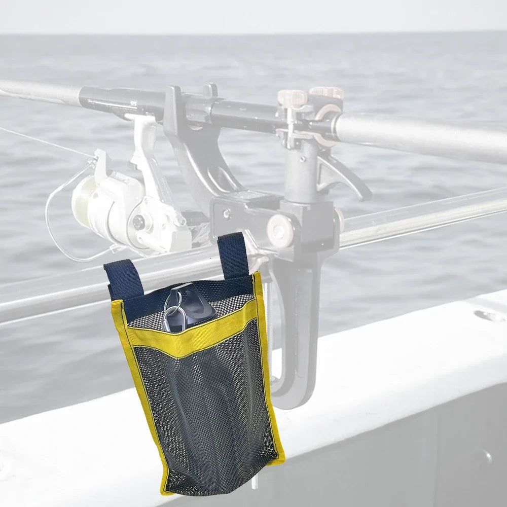 Dock Marine Boat Fishing Handrail Mesh Bag Camping Seat Rail Watercup Bag Swimming Beach Chair Rail Storage Bag